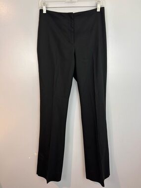 MM Lafleur Black Wool Flat From Straight Leg Ankle Slit Trouser Pants Size 2